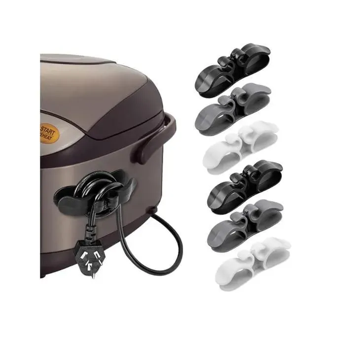 Organisateur de fils，Lot de 6 clips de câble auto-adhésifs pour appareils de cuisine cuiseur à riz mélan CUISEUR A RIZ ELECTRIQUE