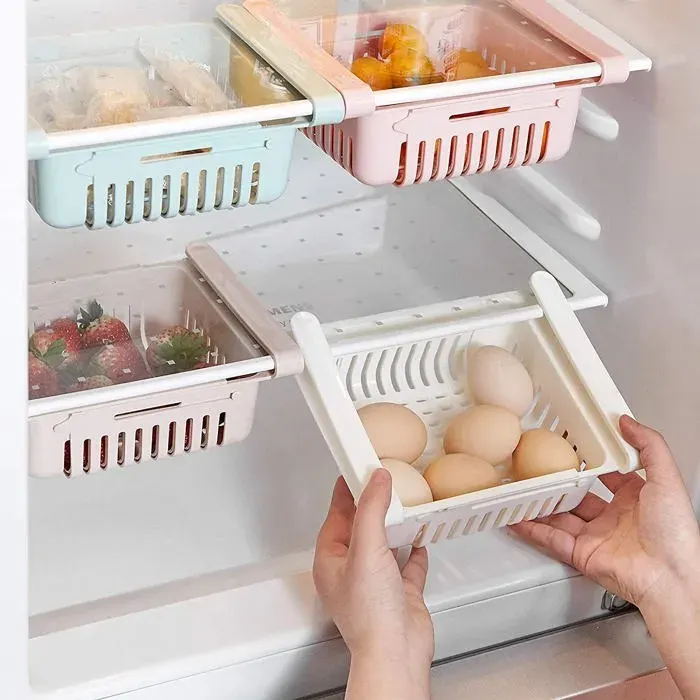 Organisateur tiroir réfrigérateur réglable boîte coulissante étanche pour rangement alimentaire Label