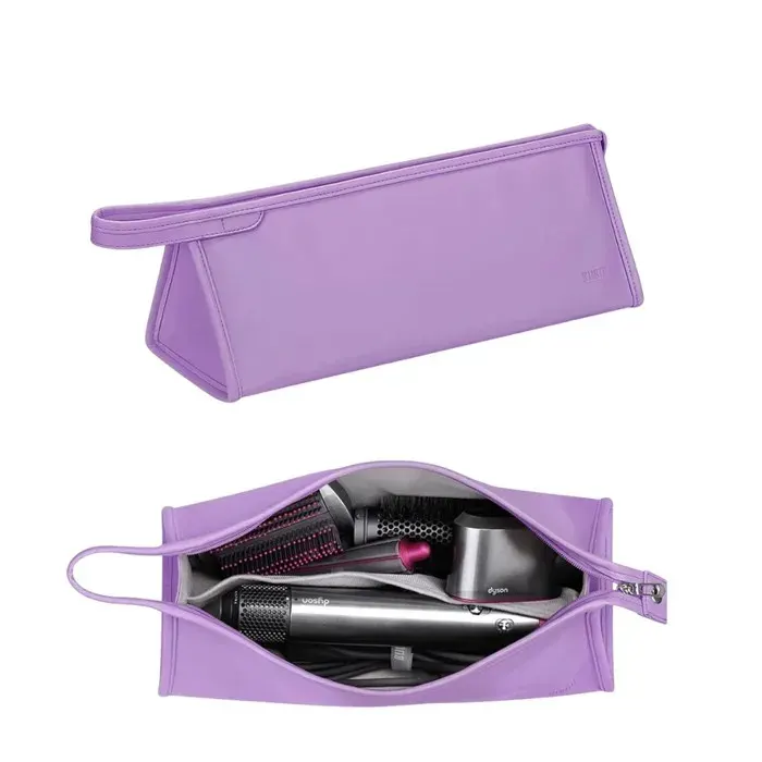 Organiseur de voyage pour sèche-cheveux et fer à friser - Double compartiment grande ouverture violet clair