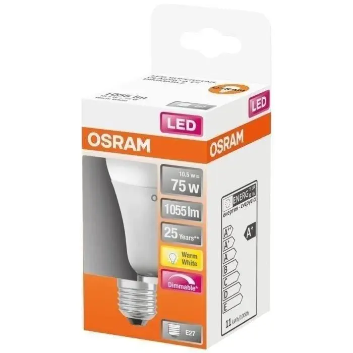 OSRAM - LED std dépolie radiateur variable 10.5W E27 chaud