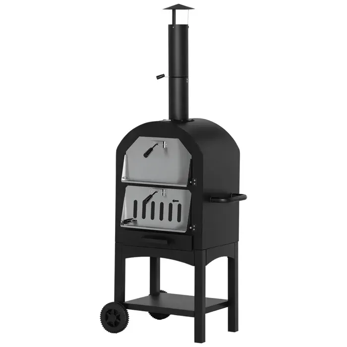 Outsunny - Four à pizza extérieur - Acier - 63x54x161cm - Noir