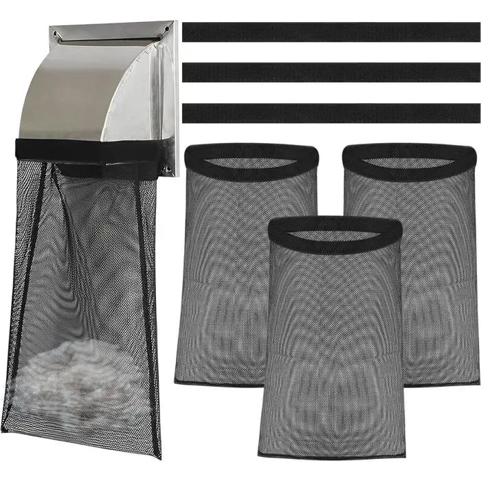 Pack 3 sacs filtres peluches sèche-linge conduit extérieur et intérieur capture peluches et poussières noir réutilisable