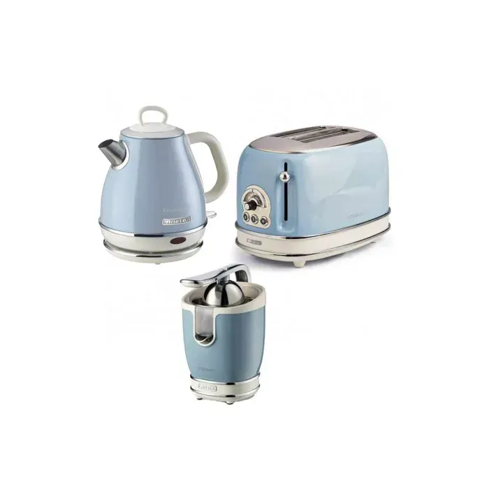 Pack ARIETE Bouilloire électrique 1L + Grille-Pain Acier + Presse-agrumes électrique Bleu Vintage Ré