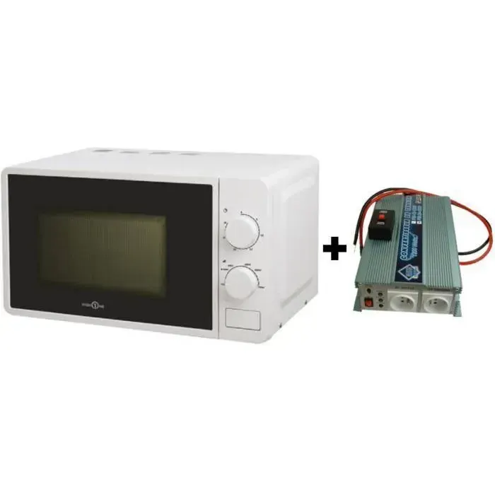 Pack HTC EQUIPEMENTS Convertisseur de Tension 12V/220V 1200W avec télécommande et micro-onde High One 220V 20L 700W
