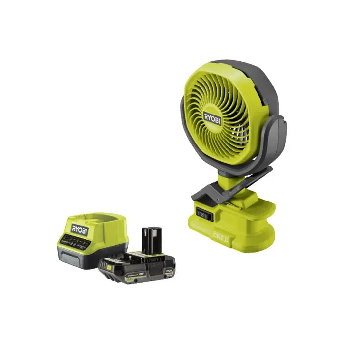 Pack RYOBI Ventilateur à pince 18V One+ RCF18-0 - 1 batterie 2.0Ah - 1 chargeur rapide