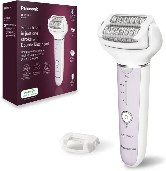 Panasonic ES-EY30-V503 Épilateur Wet et Dry Double Disque 60 Pinces Tête Flexible Pivotante 90° 3 Vitesses et LED