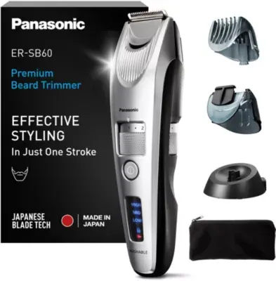Panasonic - Tondeuse Barbe Er-Sb60-S803, Molette Réglable, 19 Hauteurs De Coupe, Précision 0,5 Mm, Autonomie 60 Mn