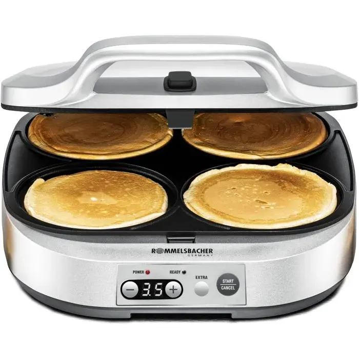 Pancake Maker Pc 1800 4 Plaques De Cuisson De 135 Cm De Diamètre Revêtement Antiadhésif Minuterie De 15 Minutes Arrêt A[PE299]