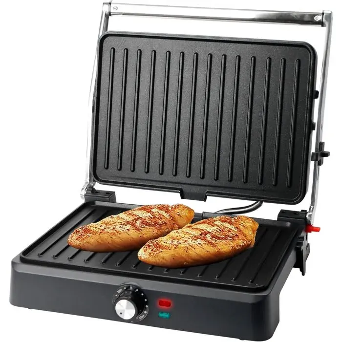 Panini Cg-130859 Grille De Contact Avec Surface De Cuisson 34 X 24 Cm Revêtement Antiadhésif 2200 W Ouverture À 180° Thermos[PE606]