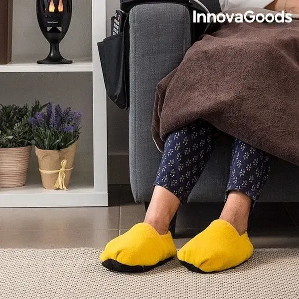 Pantoufles Chaussons Chauffants au Micro-Ondes - Jaune - InnovaGoods Wellness Relax
