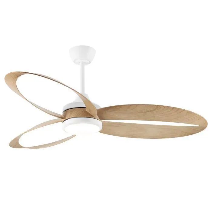 Parrot Uncle Ventilateur Plafond LED 132 cm Effet Bois Moteur DC Silencieux Télécommande 6 Vitesses Réversible Été Hiver