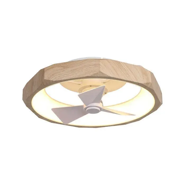 Parrot Uncle Ventilateur Plafond LED 50 cm Blanc Mat Plafonnier Ventilateur Silencieux DC Télécommande 6 Vitesses Effet Bois
