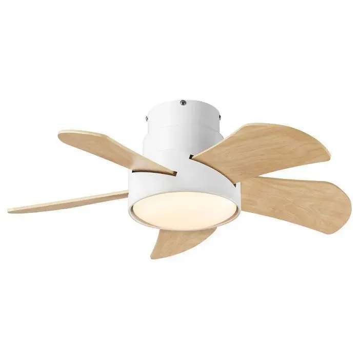 Parrot Uncle Ventilateur Plafond LED 76 cm Blanc Moteur DC Silencieux Télécommande 6 Vitesses Réversible Dimmable