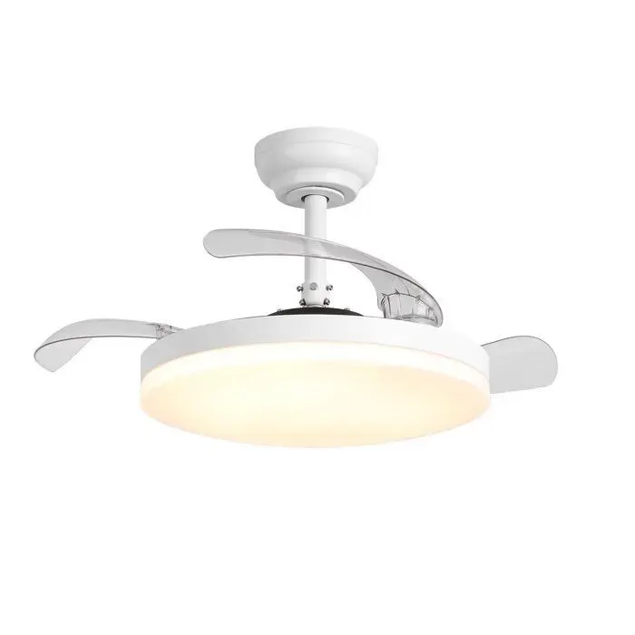 Parrot Uncle Ventilateur Plafond LED 91 cm Silencieux avec Lumière Pales Rétractables Moteur DC Télécommande Blanc