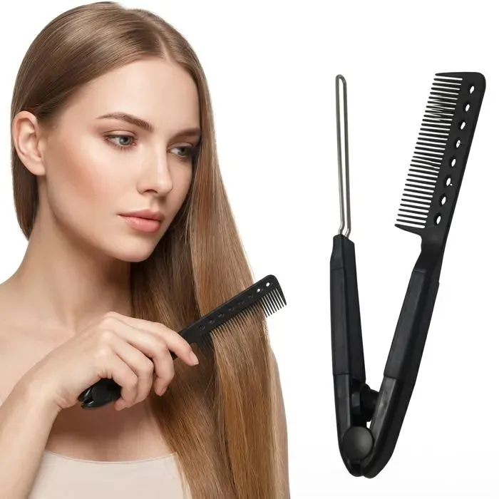 Peigne À Lisser Les Cheveux En Forme V Brosse À Lisser Outil De Coiffure Compact Pour Lissage Facile À Transporter Et À Ranger