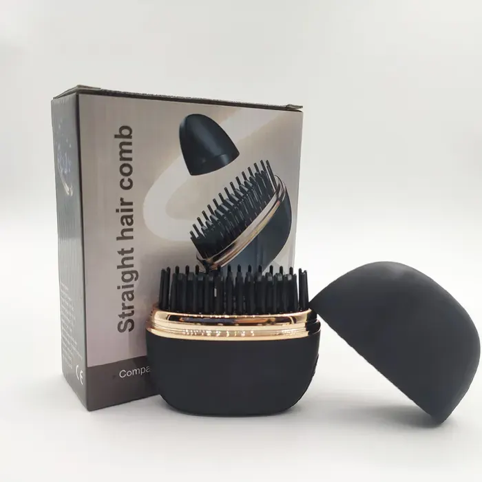 Peigne à lisser sans fil Portable USB charge fer à lisser brosse plaques chauffantes peigne pour un coiffage lisse coiffeur-Noir