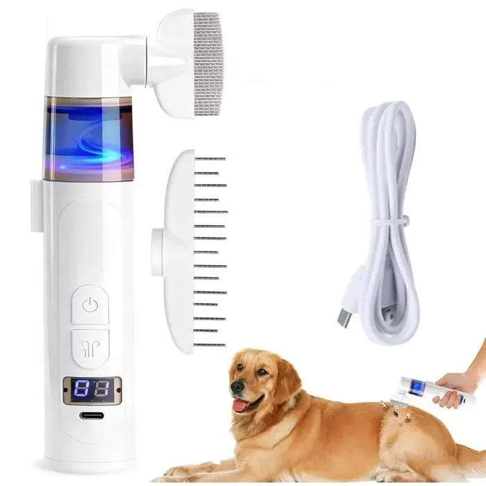 Peigne anti-poux électrique 2 en 1 avec aspirateur pour personnes et animaux de compagnie blanc Dupcheliry