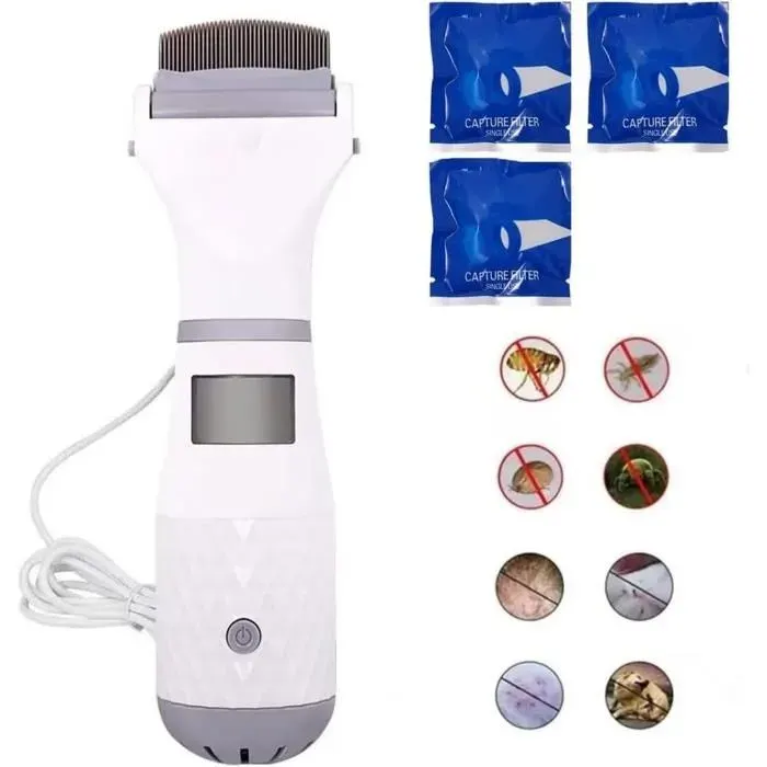 Peigne Anti Poux Electrique - ZHUODIKE - Aspirateur avec Trois Filtres - Enfant - Lumière Violette