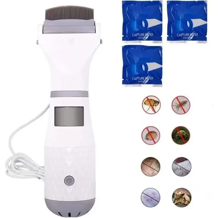 Peigne Anti Poux Electrique - ZHUODIKE - Aspirateur avec Trois Filtres - Enfant - Lumire Violette PEIGNE ANTI-POUX ELECTRIQUE