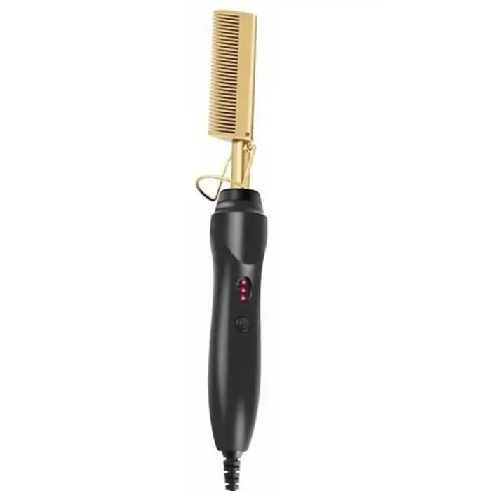Peigne chauffant électrique fer à friser brosse chauffante brosse lissante multifonctionnelle couleur cuivre