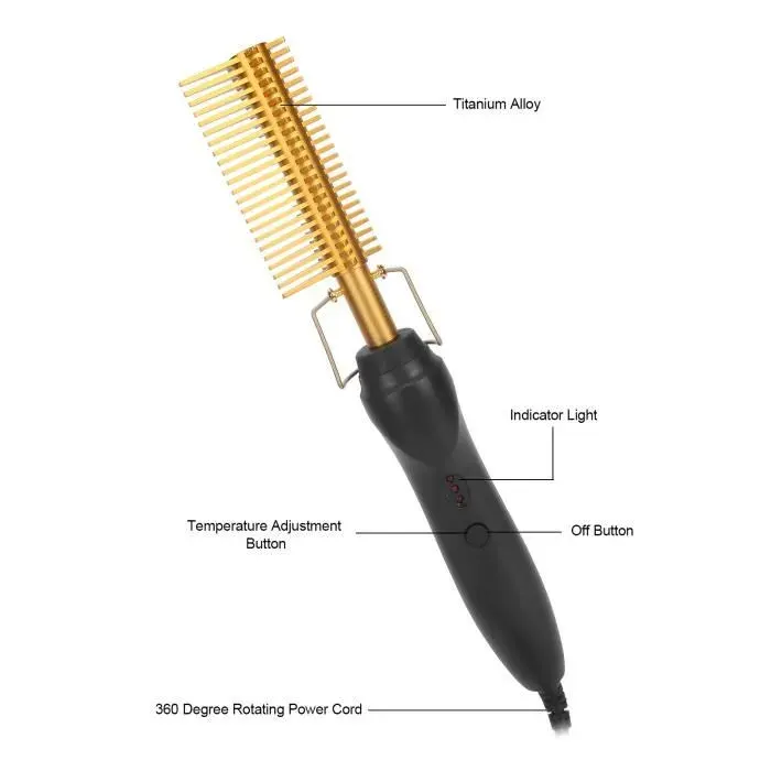 Peigne chauffant électrique lissage sec et humide curling brosse chaude outil de coiffure 110-240 V (prise UE) -SURENHAP