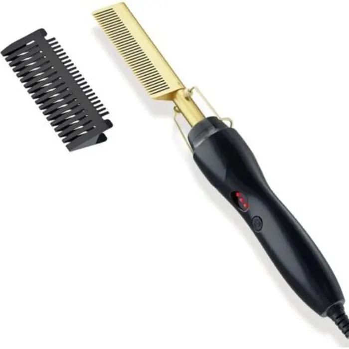 Peigne chauffant lisseur électrique anti-brûlure portable brosse à barbe chauffante haute température convient aux perruques