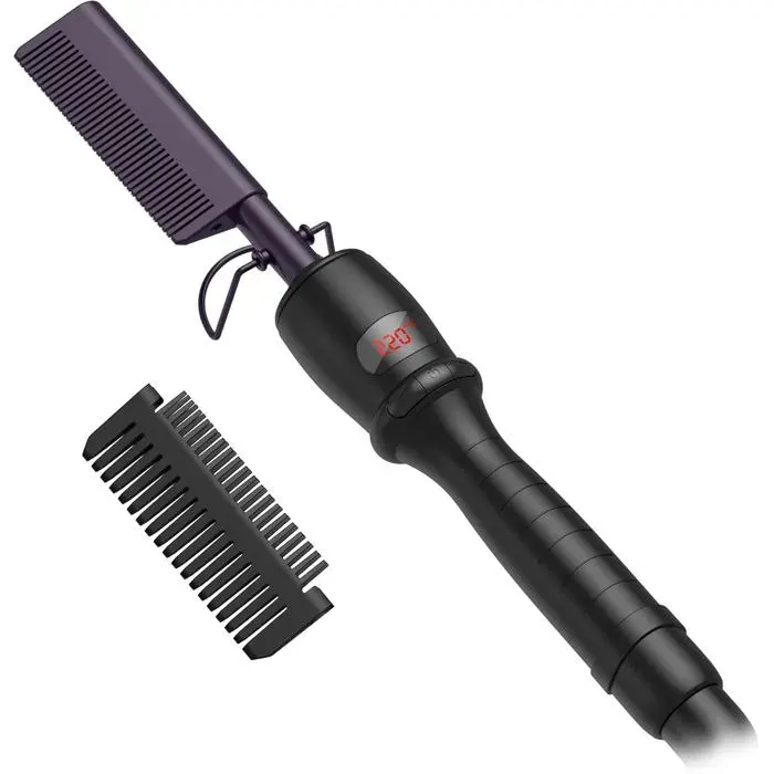 Peigne ChauffantBrosse Lissante pour Cheveux Cuivre Lisseur Multifonction Peigne Afro Lisseur Brosse Barbe Fer a Lisser