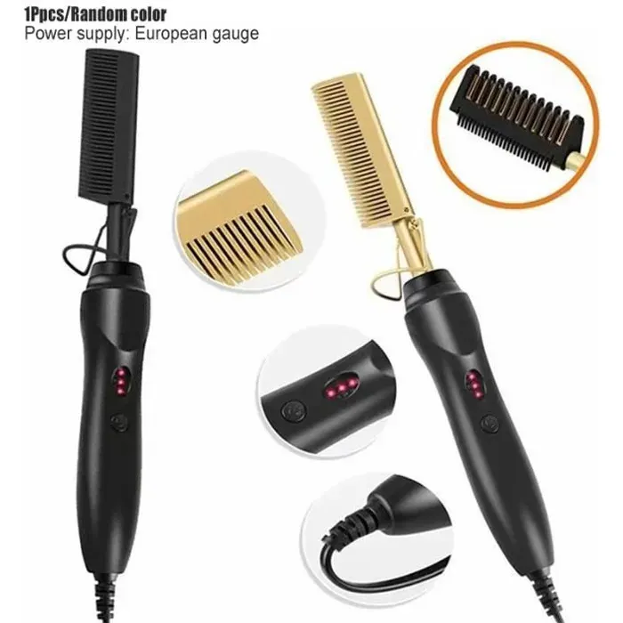Peigne chauffante pour fer à friser peigne chauffant électrique brosse à lisser multifonctionnelle en cuivre