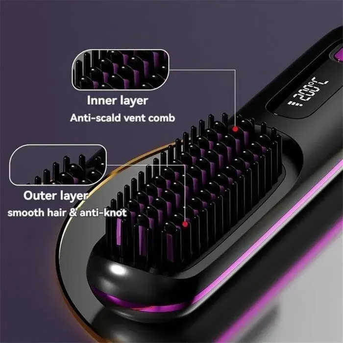 Peigne de coiffage - Brosses de coiffage - Brosse chauffante - Brosse lissante - Pour cheveux - Céramique - Peigne de coiffa SANPIE