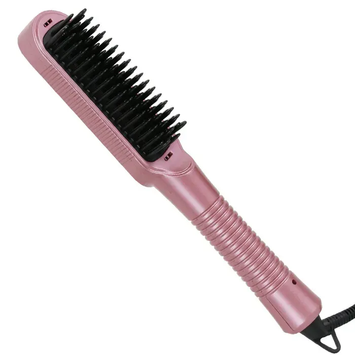 Peigne lisseur écran LCD permanente soins capillaires 3 en 1 (rose)