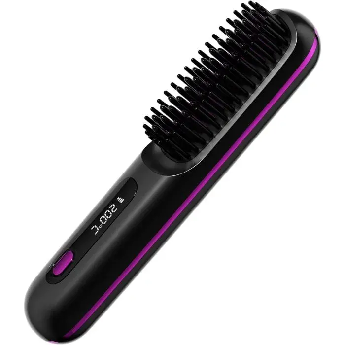 Peigne - Lisseur - Lisseur sans fil - Mini lisseur - Brosse à cheveux en céramique à ions négatifs pour femme - Lisseur - Boucles