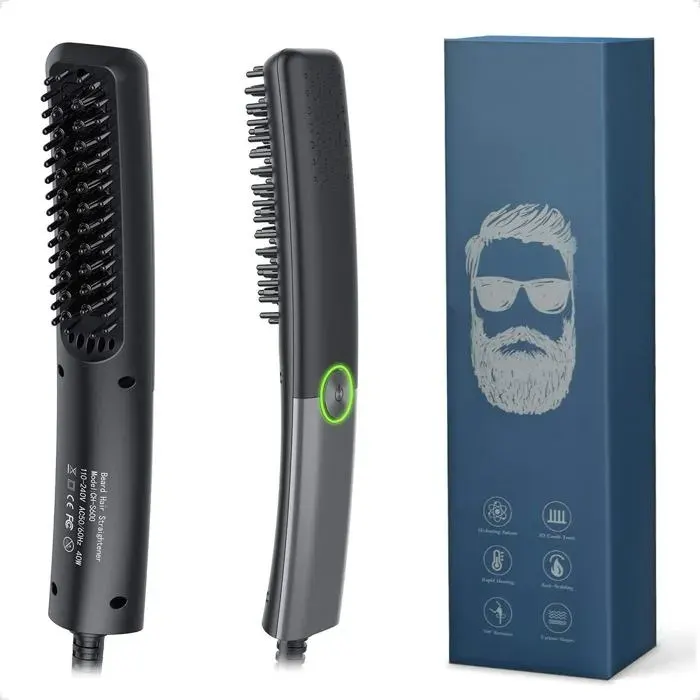 Peignes de lissage de barbe pour hommesbrosse à barbe multifonction ionique lisseur à barbe brosse à barbe chauffante pour hommes