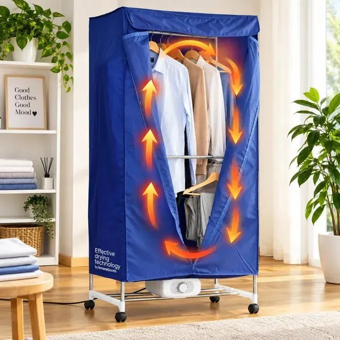 Penderie Chauffante pour Sécher le Linge Rapidement - Séchoir a Linge Electrique Séchoir à Air Chaud Double Hauteur - Capacité 15kg