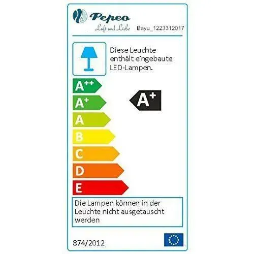 Pepeo Ventilateur de plafond à économie d`énergie Bayu avec éclairage LED dimmable Télécommande incluse 122 cm - 1223312017