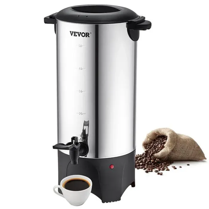 Percolateur à café 7 4 L 50 tasses acier inoxydable filtre permanent infusion rapide pour boissons chaudes café thé chocolat
