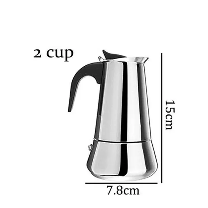 Percolateur - CUNEARY - Moka Espresso Latte - Acier Inoxydable - Gris - Petit Électroménager — coloris Grise