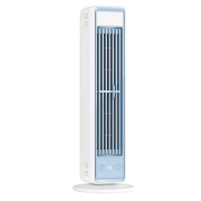 Petit Climatiseur Ventilateur Portable Tour Sans Pales 3600 mAh avec Télécommande Silencieux 5Vitesses pour Chambre à Coucher Bureau — coloris Blanc