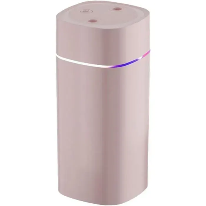 Petit humidificateur dair 600 ml USB avec 2 ouvertures de pulvérisation portable silencieux avec lumière ambiante et arrêt