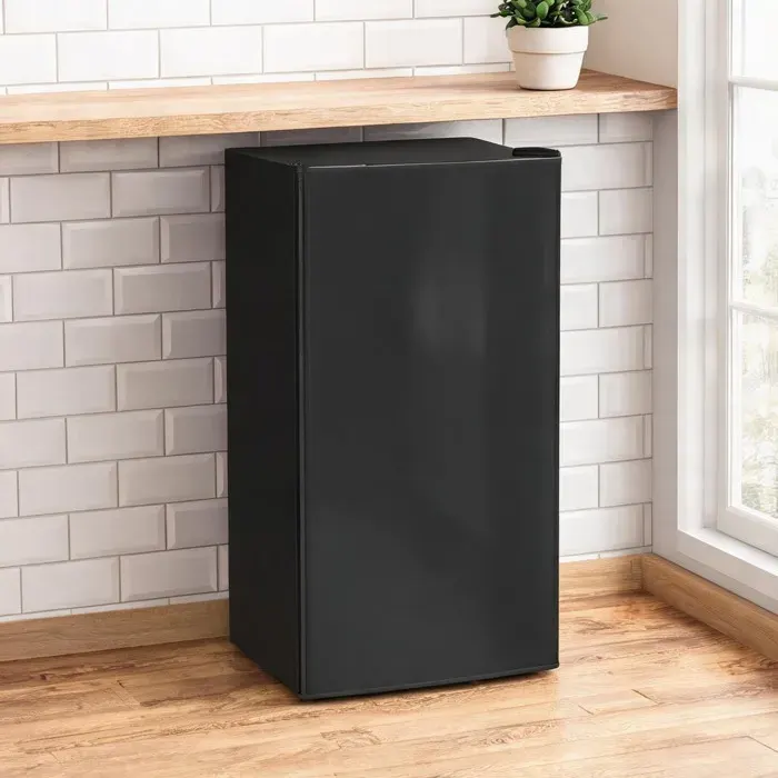 Petit réfrigérateur à poser 91 L avec zone froide supérieure et étagères modulables en acier noir