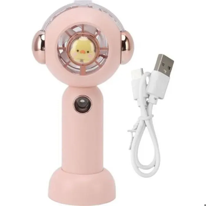 Petit ventilateur brumisateur portable et mignon avec fonction atomisation rechargeable par USB 500 mAh rose