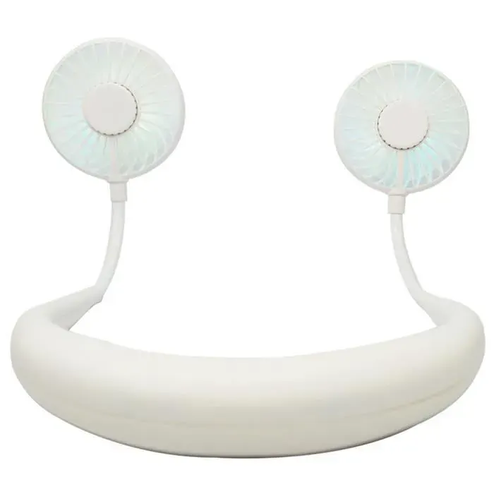 Petit Ventilateur Cou Portable Mini Ventilateur Serre-Nuque USB Rechargeable pour Activités en Plein Air Blanc1