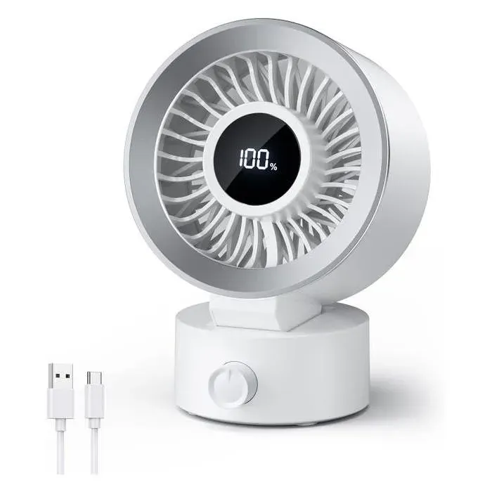 Petit ventilateur de bureau silencieux design portable convient aux bureaux chambres et bureaux à domicile blanc.