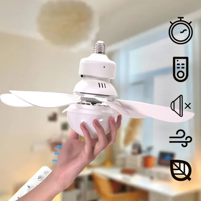 Petit ventilateur de plafond de 1653 pouces avec lumière LED 30Wbase E27télécommande3 vitesses réglables3000K-6500K85-265V
