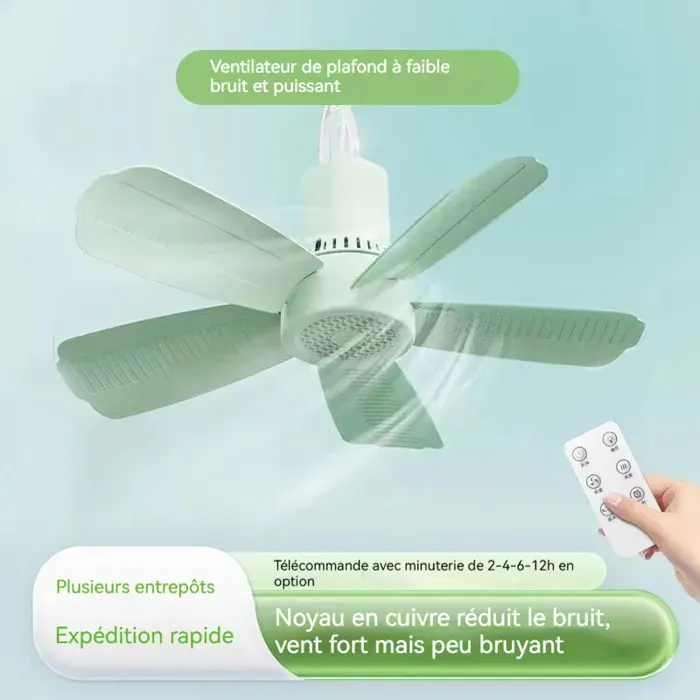 Petit ventilateur de plafond grand vent super silencieux sur le lit à la maison diamètre 47cm VENTILATEUR