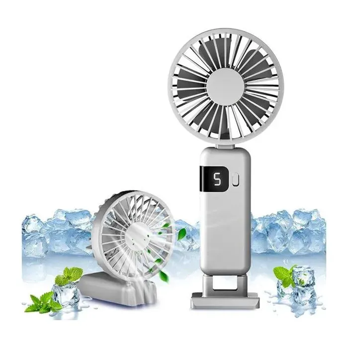 Petit ventilateur portable - Rechargeable par USB-C - Batterie 1200 mAh - 5 vitesses - Couleurs : Bleu-Violet