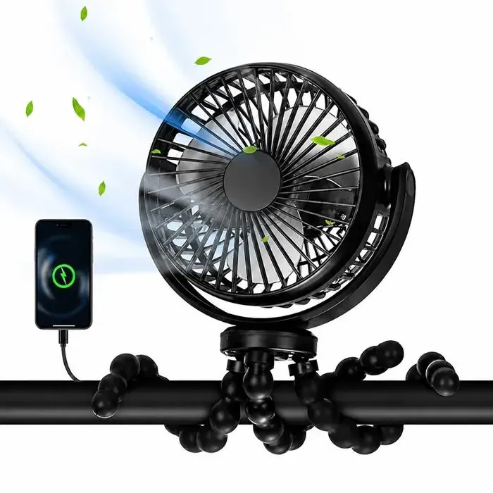 Petit ventilateur portable silencieux rechargeable par USB pour lextérieur mini-ventilateur pour poussette 5 000 mAh