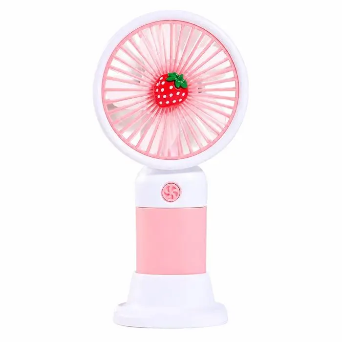 Petit Ventilateur Portable USB Rechargeable avec Base Silencieux Bureau Cuisine Maison Voyage Intérieur Extérieur Fraise