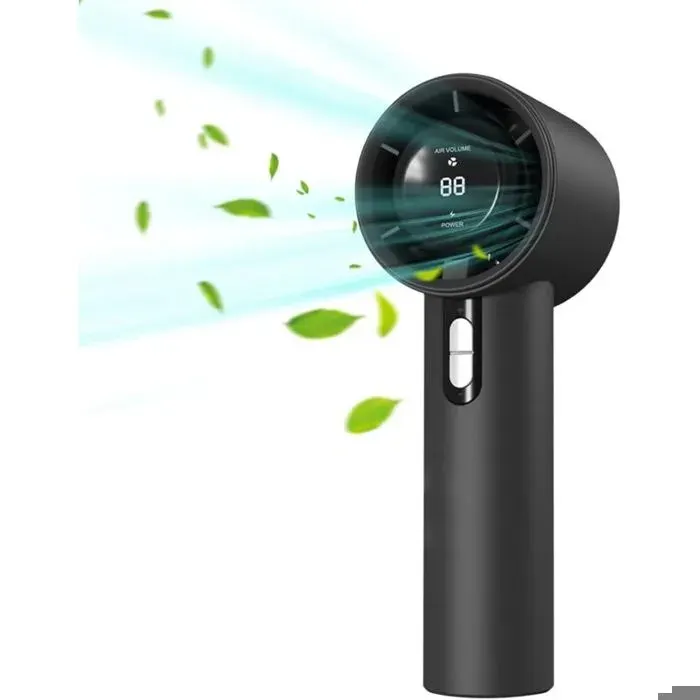Petit ventilateur rechargeable portable refroidisseur personnel avec affichage numérique souffleur à grande vitesse 100 noir