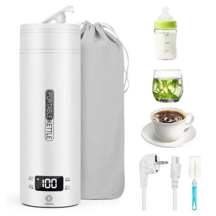 Petite bouilloire de voyage électrique portable 500 ml en acier inoxydable 316 avec réglage de la température arrêt automatique