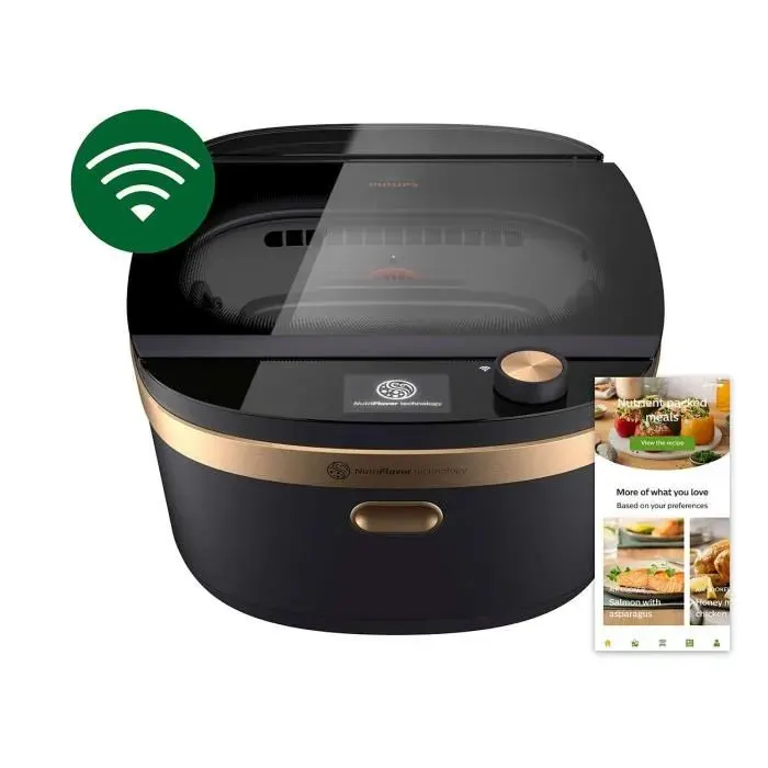 Philips Air Cooker 7000 commande application écran LED résiste au lave-vaisselle 70 L 1650 W noir (NX0960/90)